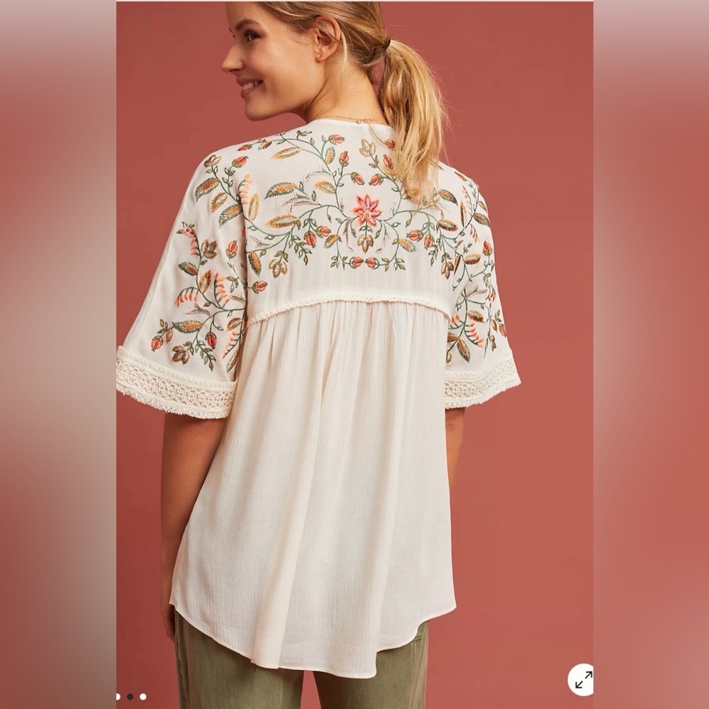 RANNA GILL by Anthropologie Jumel Embroidered Blouse Boho Peasant Women’s XS - Picture 9 of 10